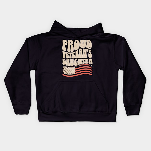 Proud Veteran's Daughter Kids Hoodie by Distant War